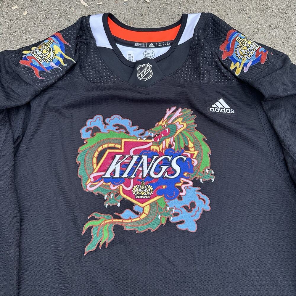 Adidas LA Kings Lunar New Year Dragon Prime Green Hockey Jersey Sz 58 NHL RARE